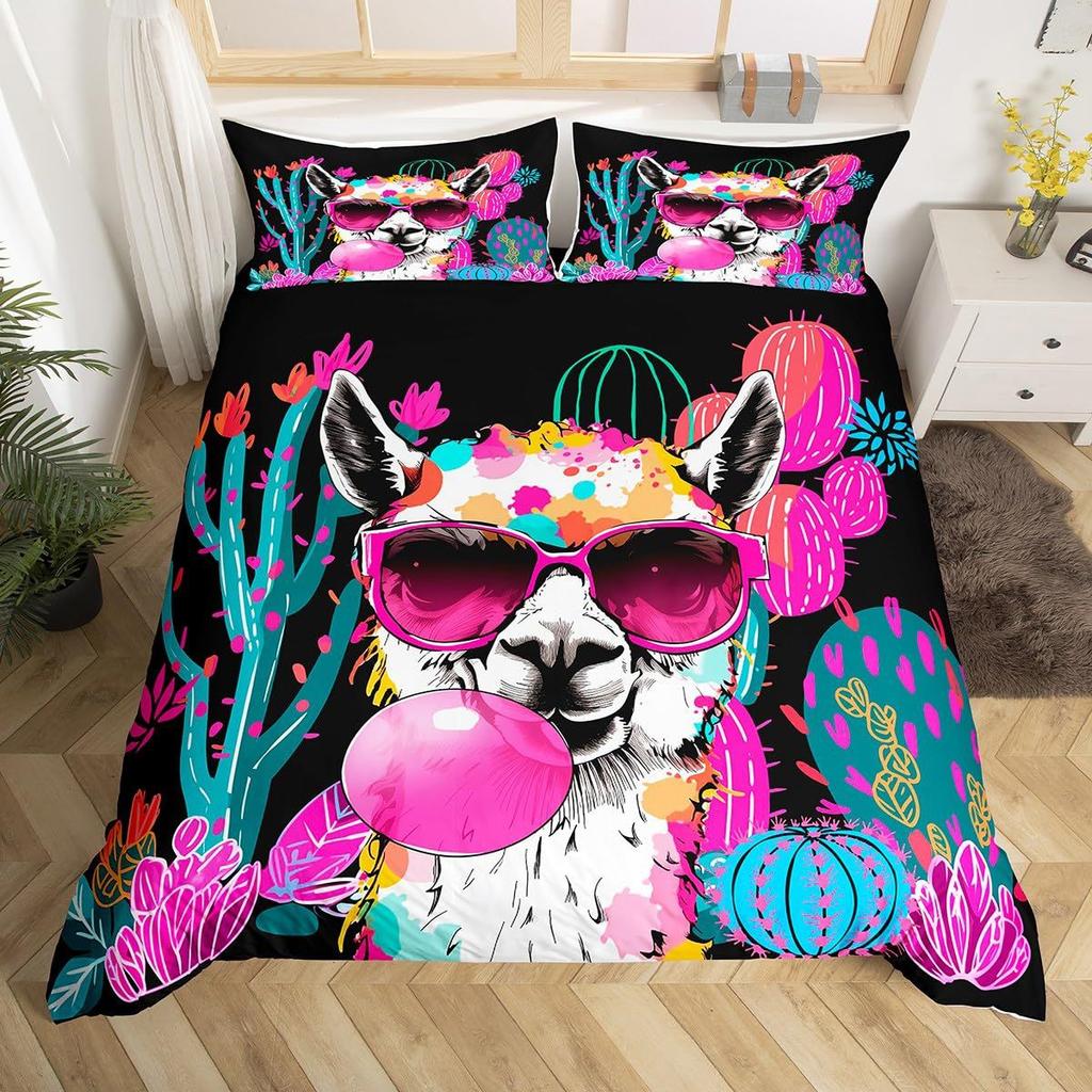 Alpaca Printed Down Quilt Cover Three-Piece Quilt Cover Digital Printing Bedding Home Textile