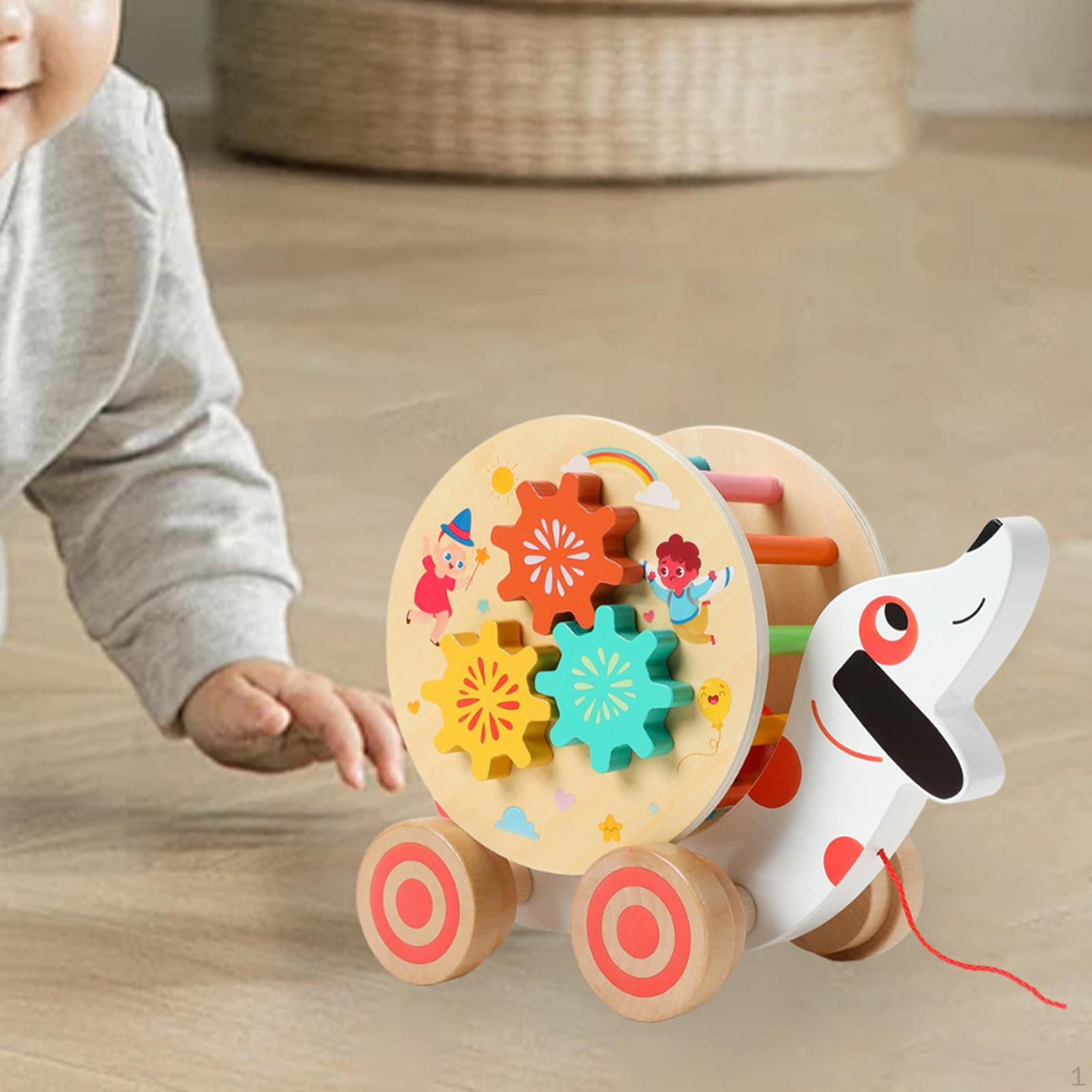 

Игрушки для детей «Толкай и тяни» с животными, строительные блоки для детей, центр активности, ходячая деревянная форма puppy