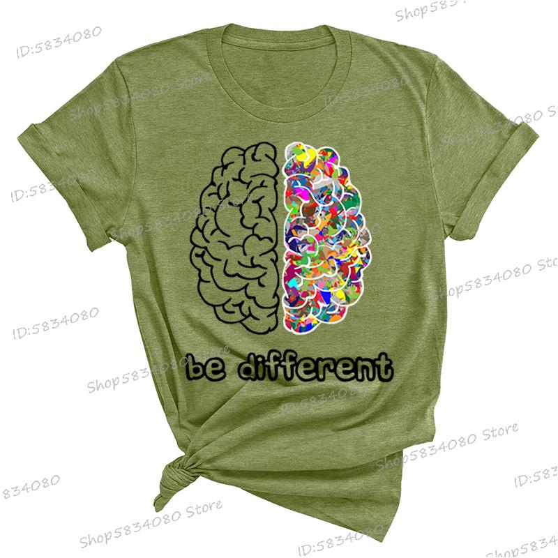 Autism Awareness Day Essential Tshirt Autist Brain Be Different Graphic T Shirts Autism Awareness Crew Neck Short Sleeve Tshirt