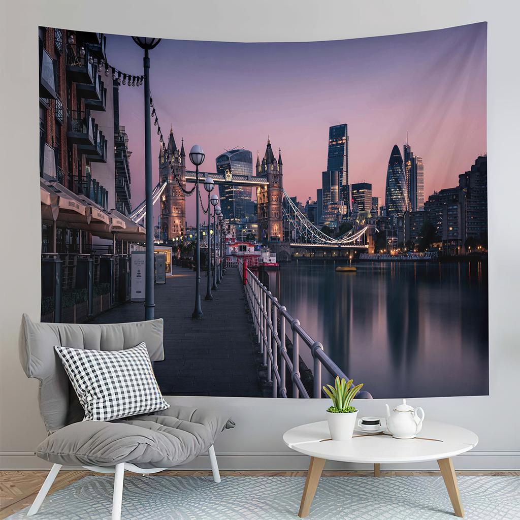 San Francisco Bay Bridge Tapestry City Night View Tapestry Landscape Tapestry Home Living Room Bedroom Wall Art Tapestries