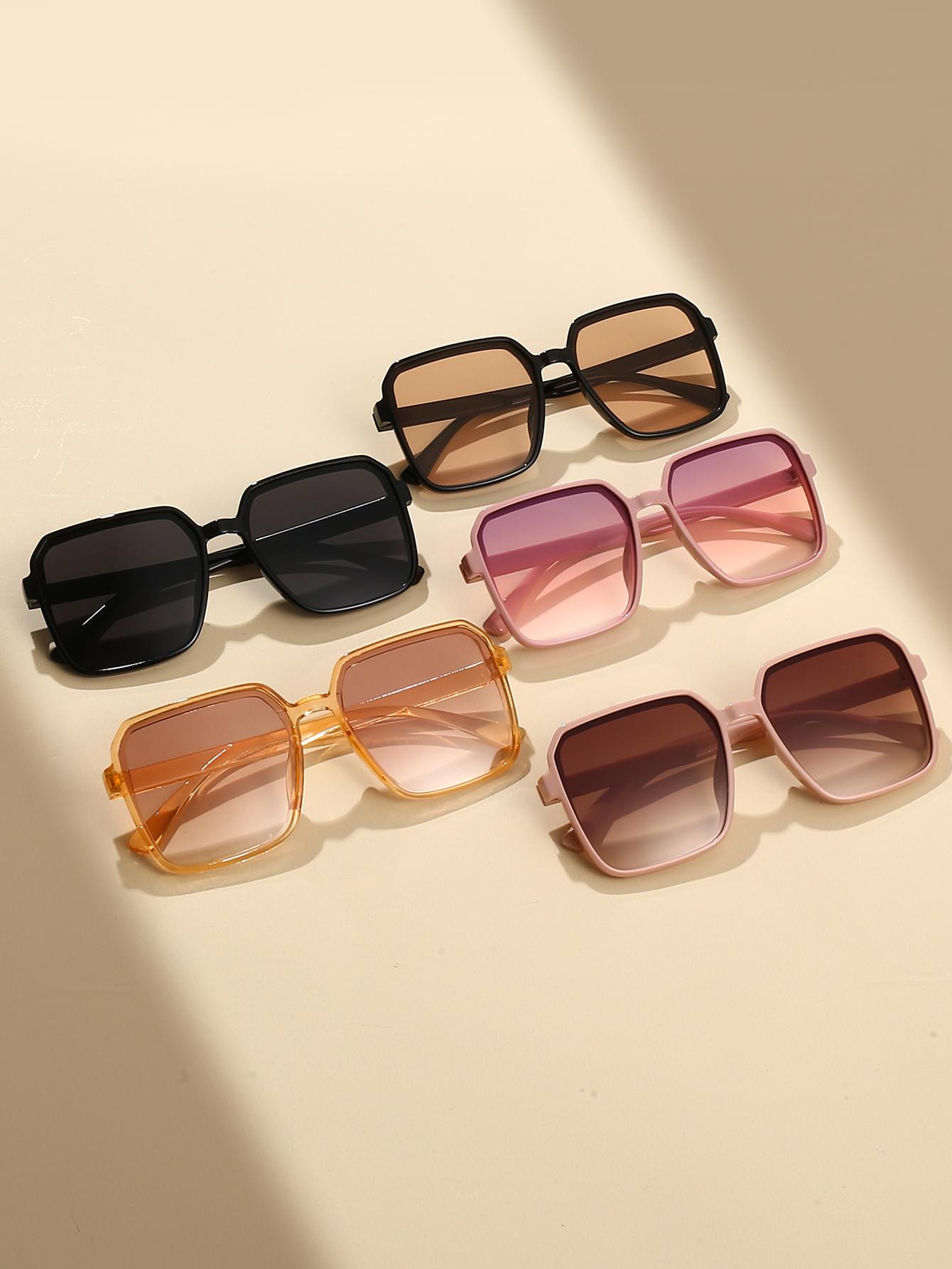 

5Pcs Fashionable Square Frame Sunglasses Set, Uv Protection, Suitable for Daily Wear, a Must-Have Accessory for Beach Vacations