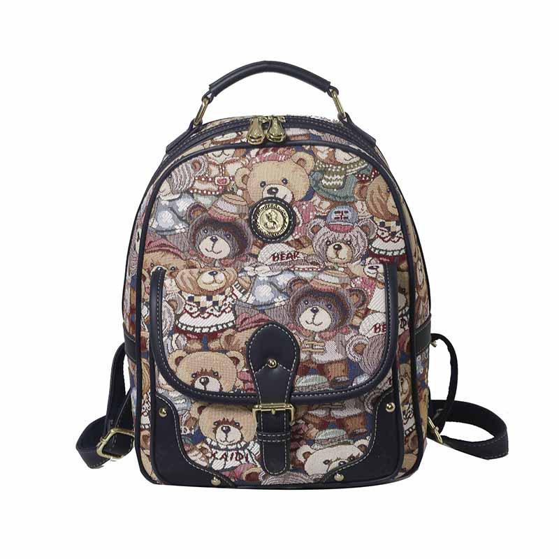 Hello Kitty Women's Cute Bear Backpack - 2025 Street Fashion Cartoon Style