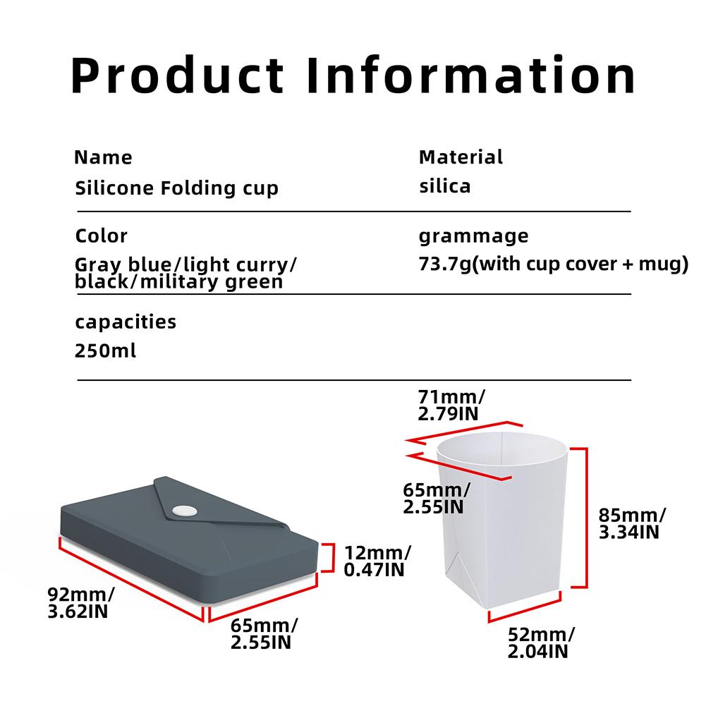 250ml Silicone Collapsible Cup with Storage Cover Foldable Cup Heat-Resistant Portable Drinking Cup for Outdoor Travel