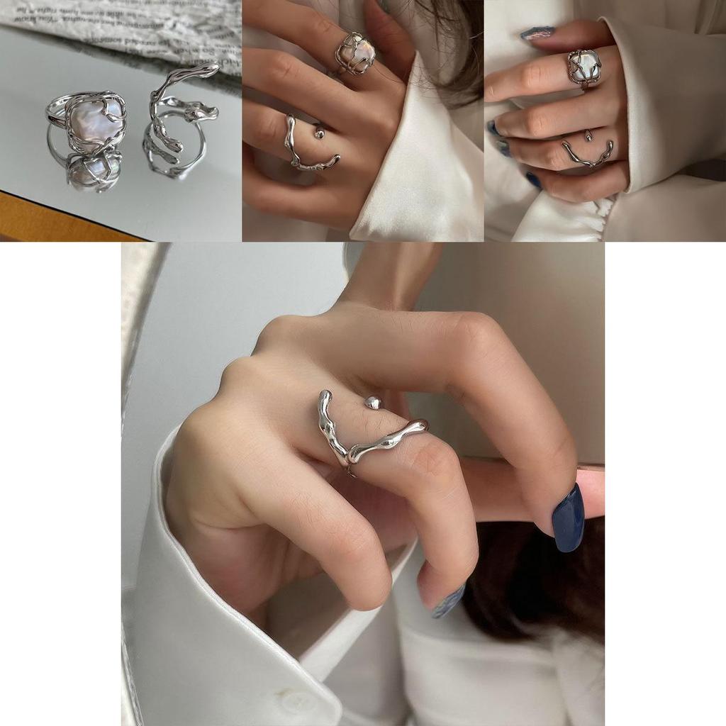 Elegant 925 Silver Ring For Women With Pearl Geometric Design High Fashion Style