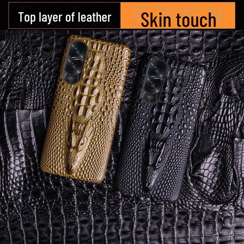 Honor X40 Cowhide Dragon Head Pattern Leather Back Cover - High-end Protective Case for Honor X40i, Featuring a Unique Design.
