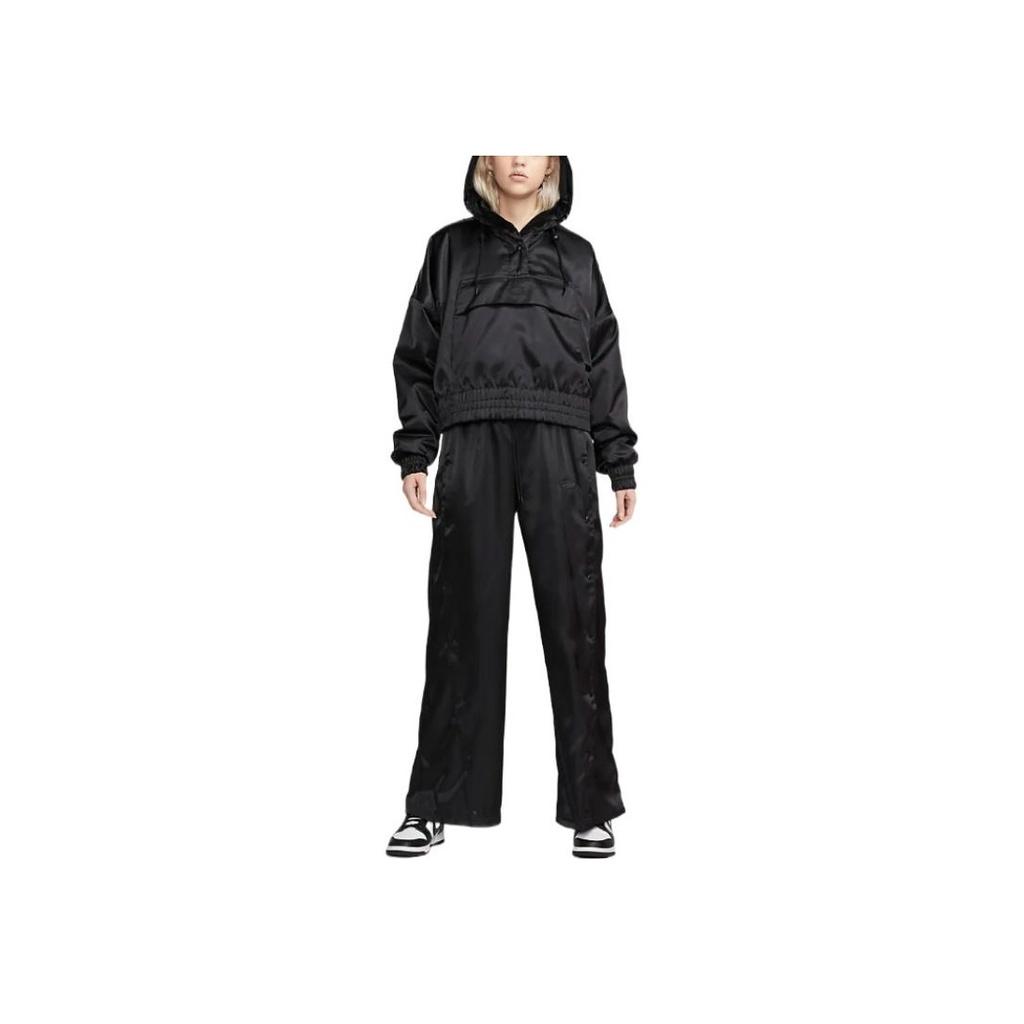 Nike Printed Letter Hooded Long-Sleeve Jacket Women Jackets Black DV8083-010