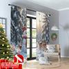 2pcs 2D Flat Printing Christmas Scene Curtain Snowman Deer Birds Winter Forest 100% Polyester Without Electricity Party &