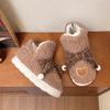 Cartoon bear bow snow boots women's winter fashion cute plush cotton shoes thermal sleeve short boots fluffy shoes