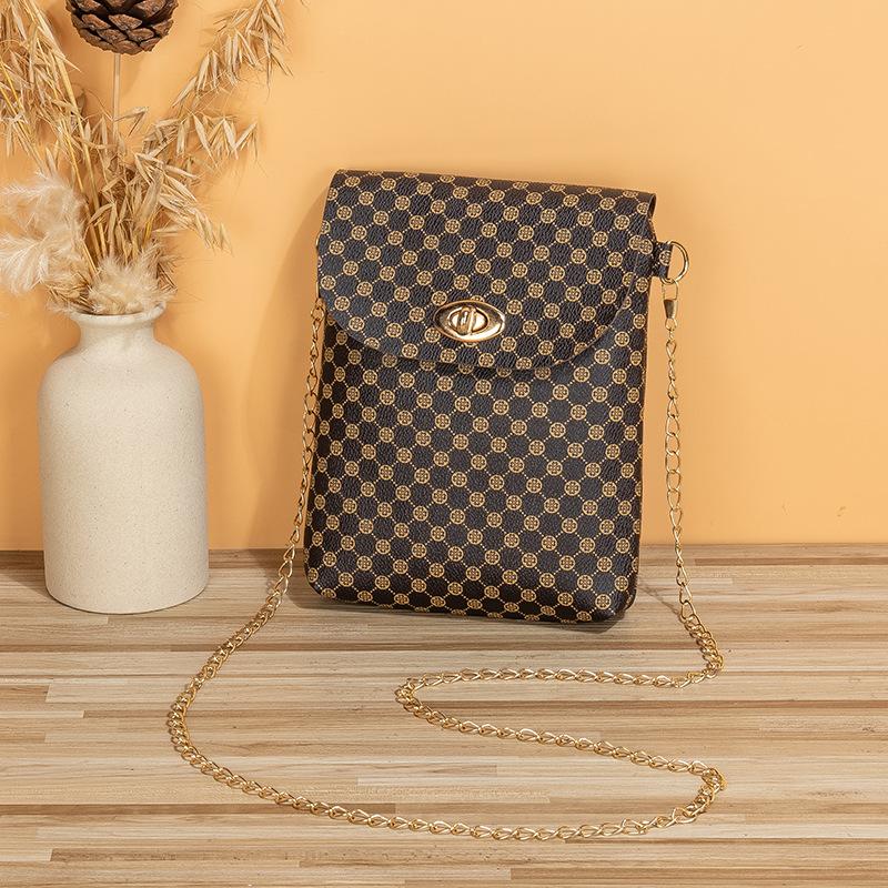 

Женская сумка Новая сумка через плечо с принтом Сумка кроссбоди Сумка для мобильного телефона и мелочи Сумка в клетку с замком Цельная