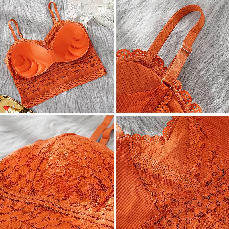 Women Lace Bras Top Comfortable Bralette Solid Color Add Pad Lingerie Beauty Back Underwear Sexy Vest Female Wireless Bra