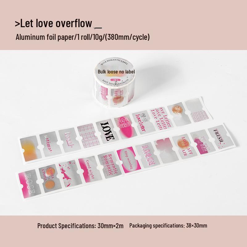 Ketchup Girl Silver Matte Waste Removal Tape: Romantic Series 6 English Stickers