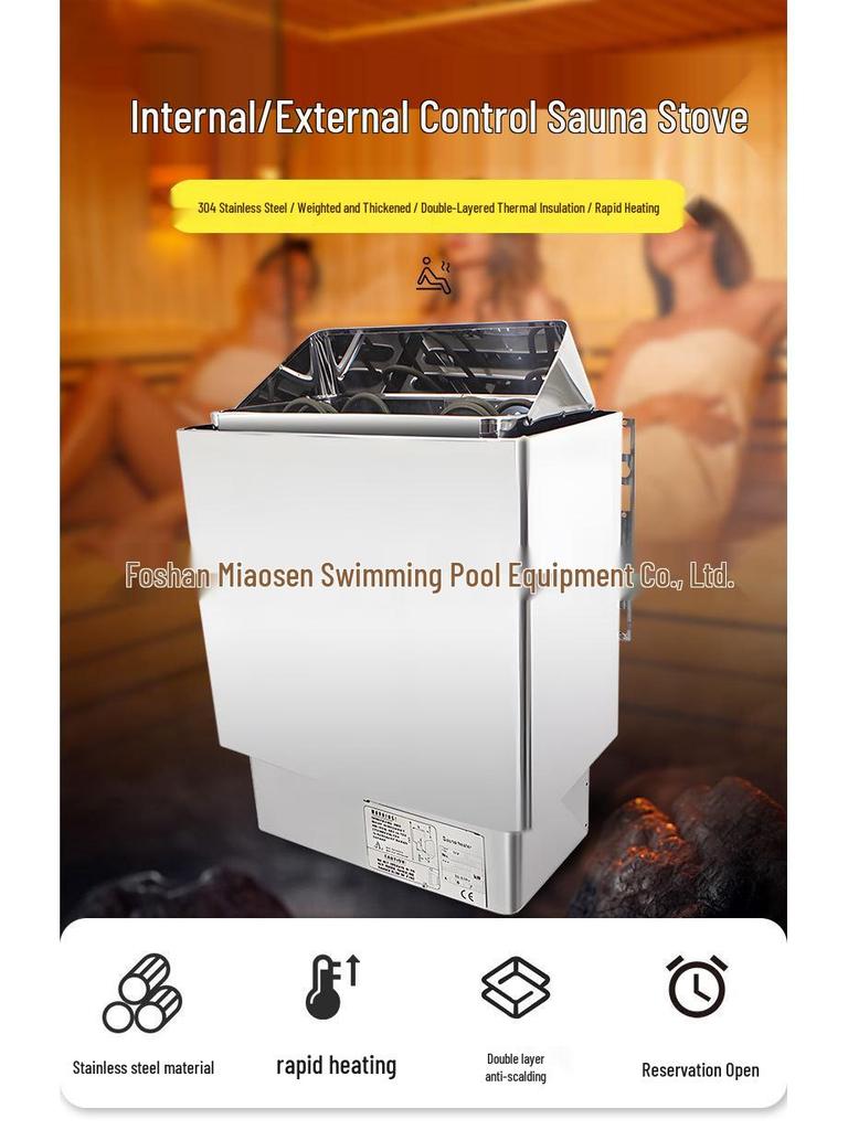 Stufa per sauna ad alta potenza in acciaio inossidabile con controllo esterno per uso commerciale e domestico