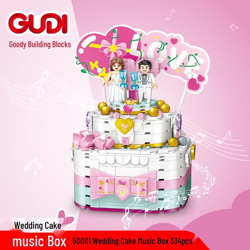 Gudi Children s Educational Building Blocks Birthday Cake Music Box Toy