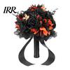 Artificial Halloween Flowers Wedding Bouquets for Bride And Bridesmaid, Gothic Bouquet, Black Rose Blooms Fake Bouquet Centerpiece, Party Dark Floral