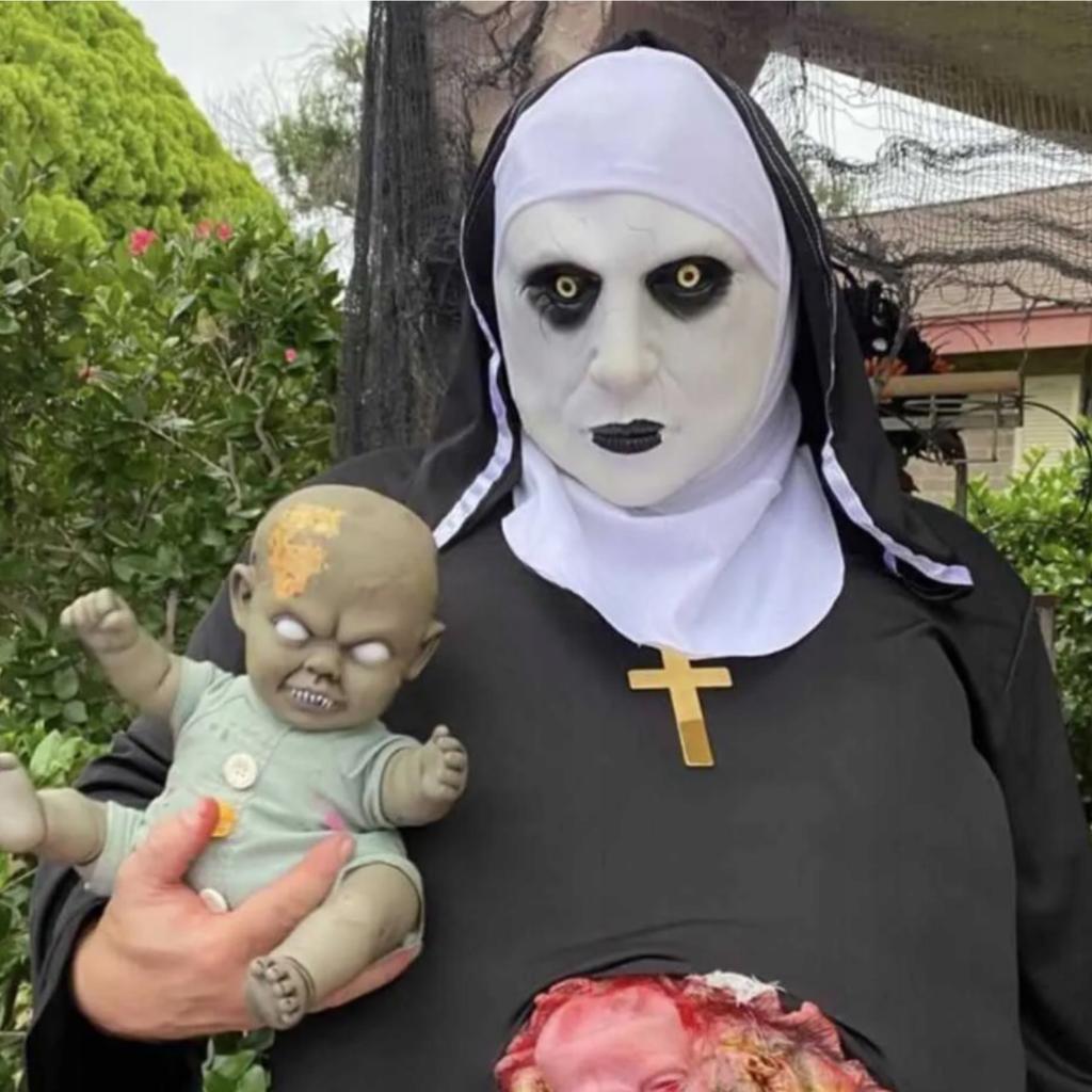Halloween Mask Horror Nun Costume Party Carnival Fear