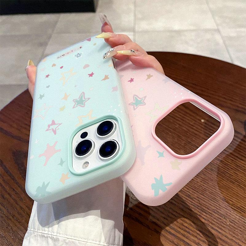 Patterned Matte Frosted Skin Feel Casing PC+TPU 2in1 Stars Printed Protective Cover Soft Back Case