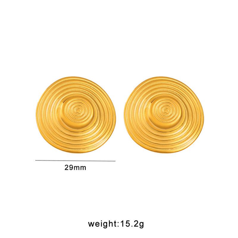 Meishi Duo European & American Style 18K Gold-Plated Titanium Steel Geometric Stud Earrings for Women