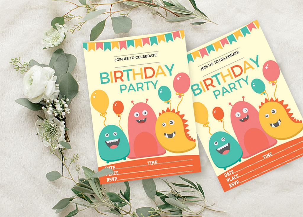 Darling Souvenir Yellow Birthday Invitation Card Printable Fill or Write In Blank Invites Party Supplies Pack Of 28 5 X 7