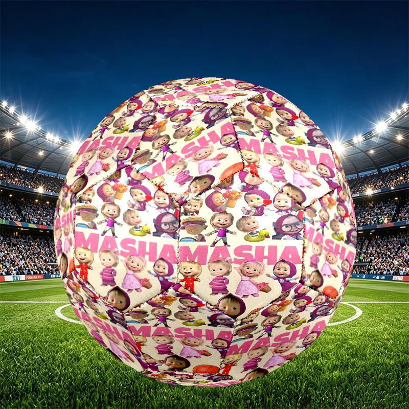 Masha and The Bear Print Size 5 Soccer Ball, PU Wear Resistant Football for Match Training and Daily Practice, Birthday Gift for Soccer Fans