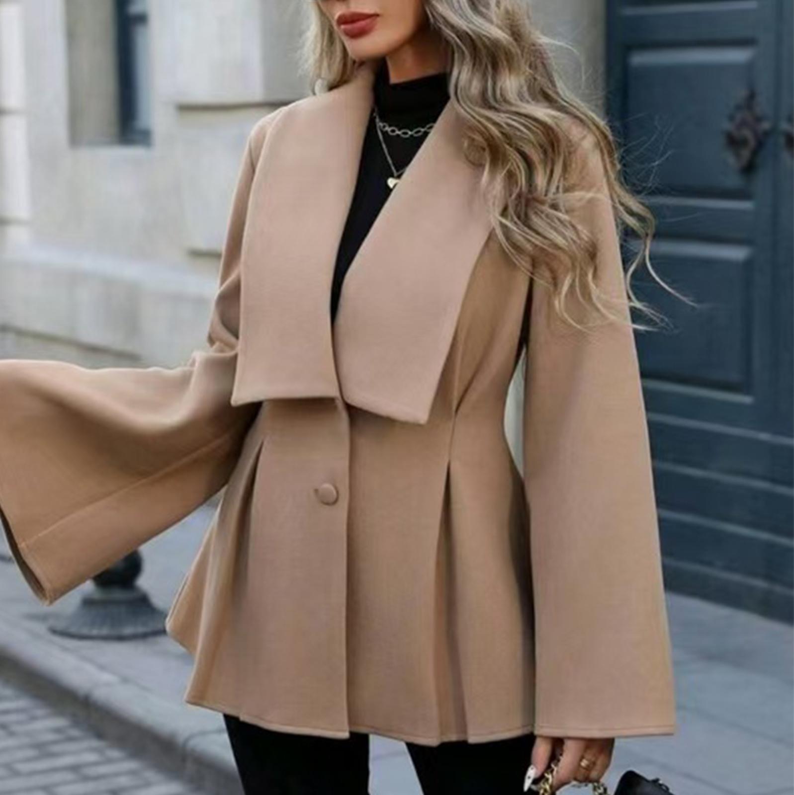 

Women s Loose Comfortable Casual And Fashionable V-neck Button Long Sleeved Solid Color Jacket XL верблюд