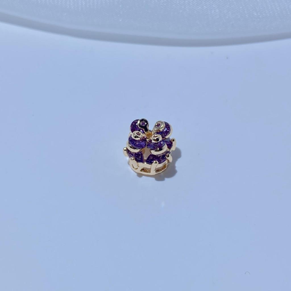 14K Gold-Plated Clover Zircon Spacer Bead Pendant for DIY Jewelry