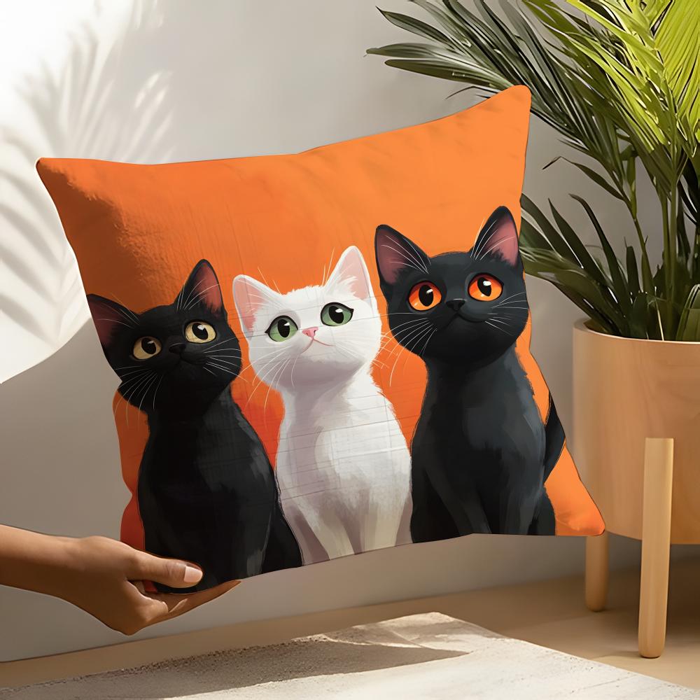 Cute Cartoon Plush Cat Pillow Case Linen Cushion Covers For Decorative Sofa Home Pillows Case Car Chair Pillows Cases