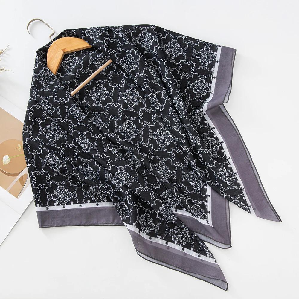 73Colors Malaysia Tudung Bawal Flower Print Hijab New Design Headscarf Premium Cotton Voile Soft Fashion Muslim Square Scarf