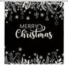 Merry Christmas Shower Curtain Black Holly Pine Leaves Snowflake Xmas Balls Winter Fabric for Bathroom Decor Bathtub with Hooks