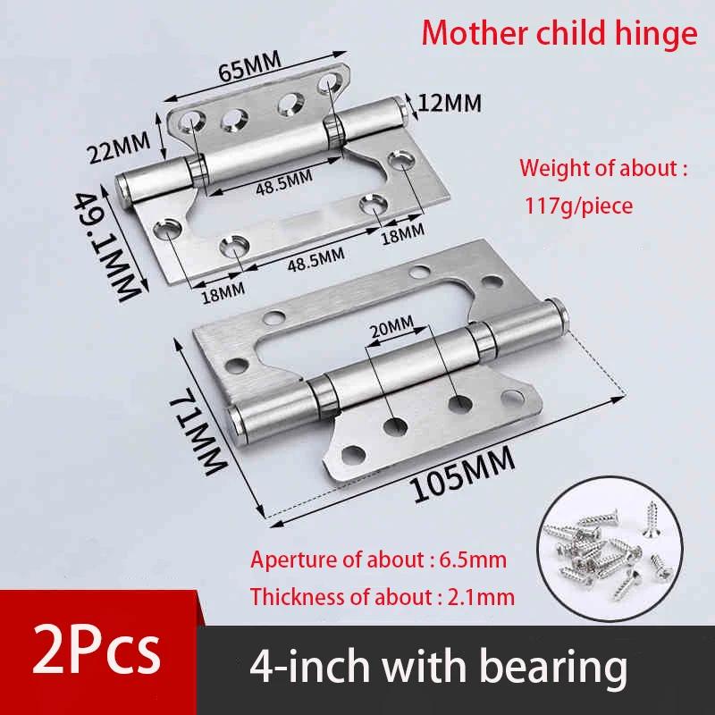 2Pcs Silvery Stainless Steel Hinge Door Connectors Cabinet Door Drawer Accessories Furniture Hinge Hardware Accessories