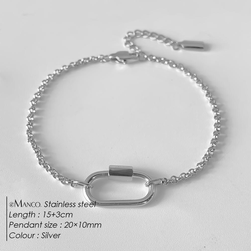 eManco Oval Buckle Heads DIY Chain Pendant Bracelet Stainless Steel Jewelry Design Match Charms Bracelets Women Accessories