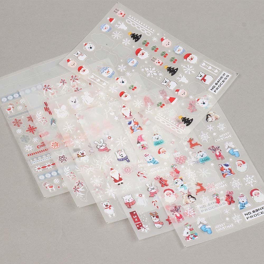 Nail Art Decoration Christmas Nail Stickers Nail Accessories Christmas Nail Decals Colorful   Girls