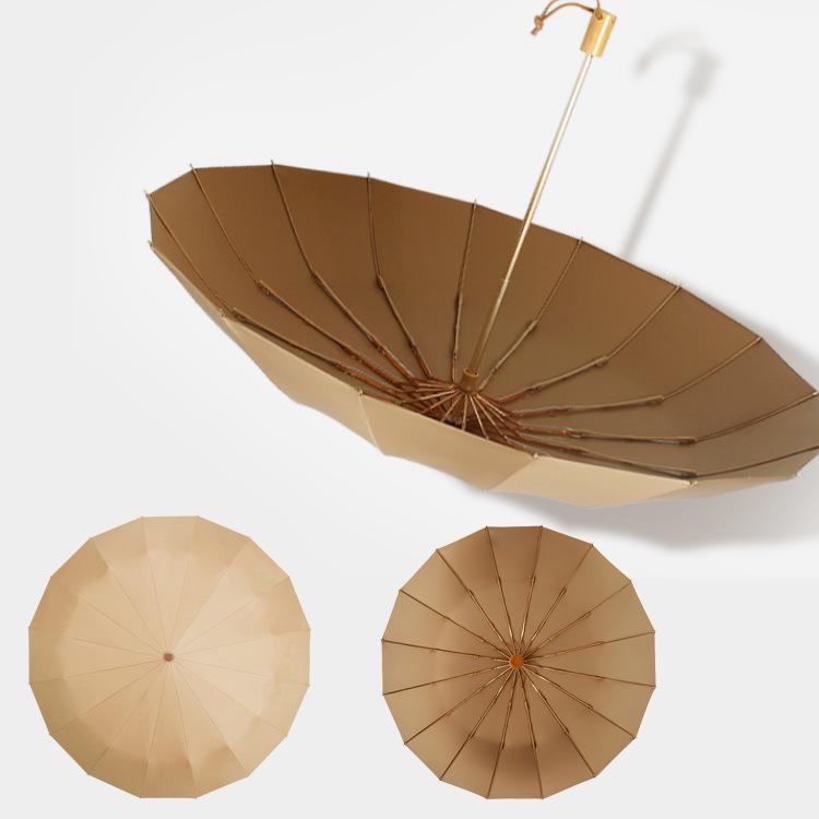 

Зонт с деревянной ручкой в стиле ретро, цветной, клеевой, тройной, 16 костей, складной зонт вручную, небольшой, свежий зонт 16K