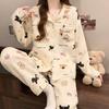 Dackel-Pyjama Herbst und Winter Damen Warm Süß Kariert Luftbaumwolle Lässig Trend Cartoon Loungewear Set