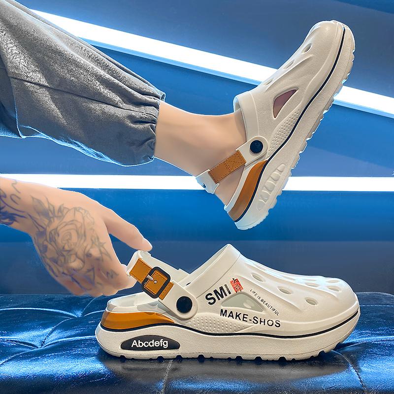 Sommer Herren Clogs Rutschfest Dicksohlige Freizeitschuhe Oberbekleidung Strand Weichsohlige Baotou Hausschuhe Herren Hausschuhe Sandalen