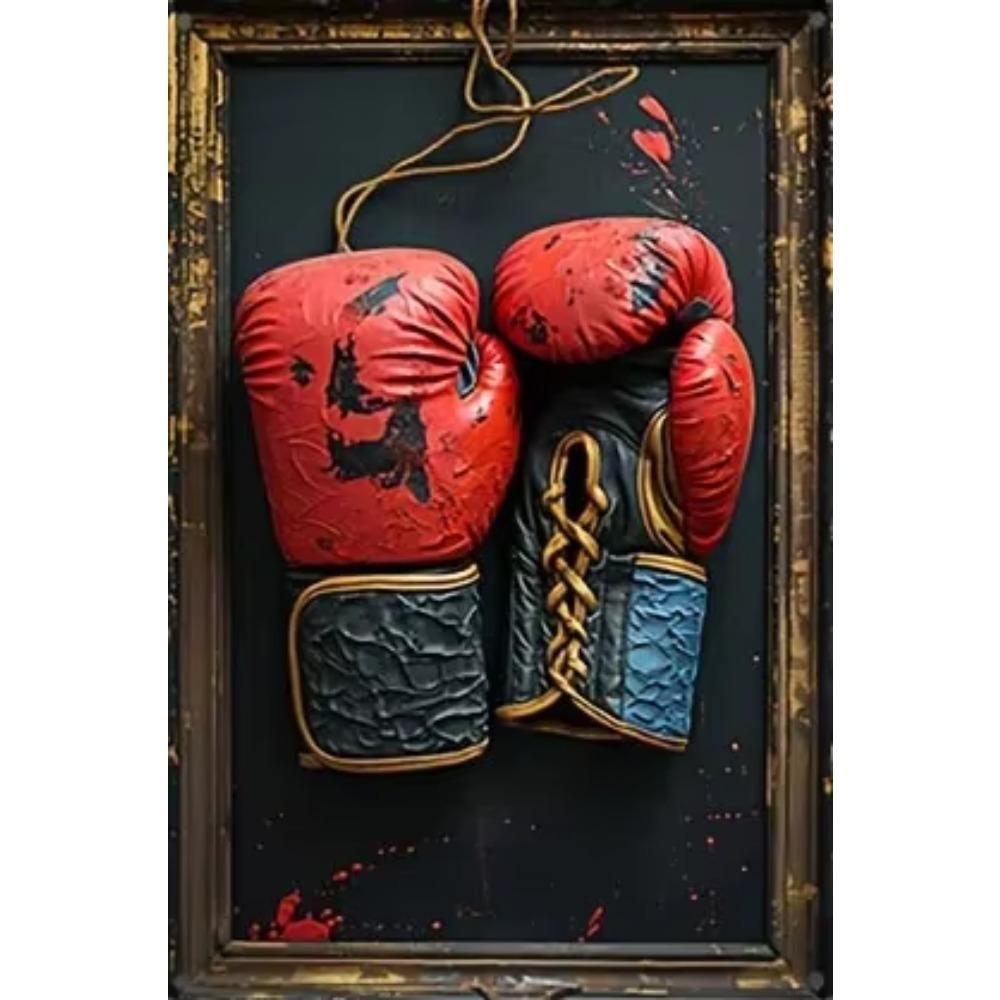

Винтажная металлическая жестяная табличка на тему бокса. Декор стены из железа с 3D-изображением боксерских снарядов, многофункциональная подвесная табличка для домашнего спортзала 20x30cm белый