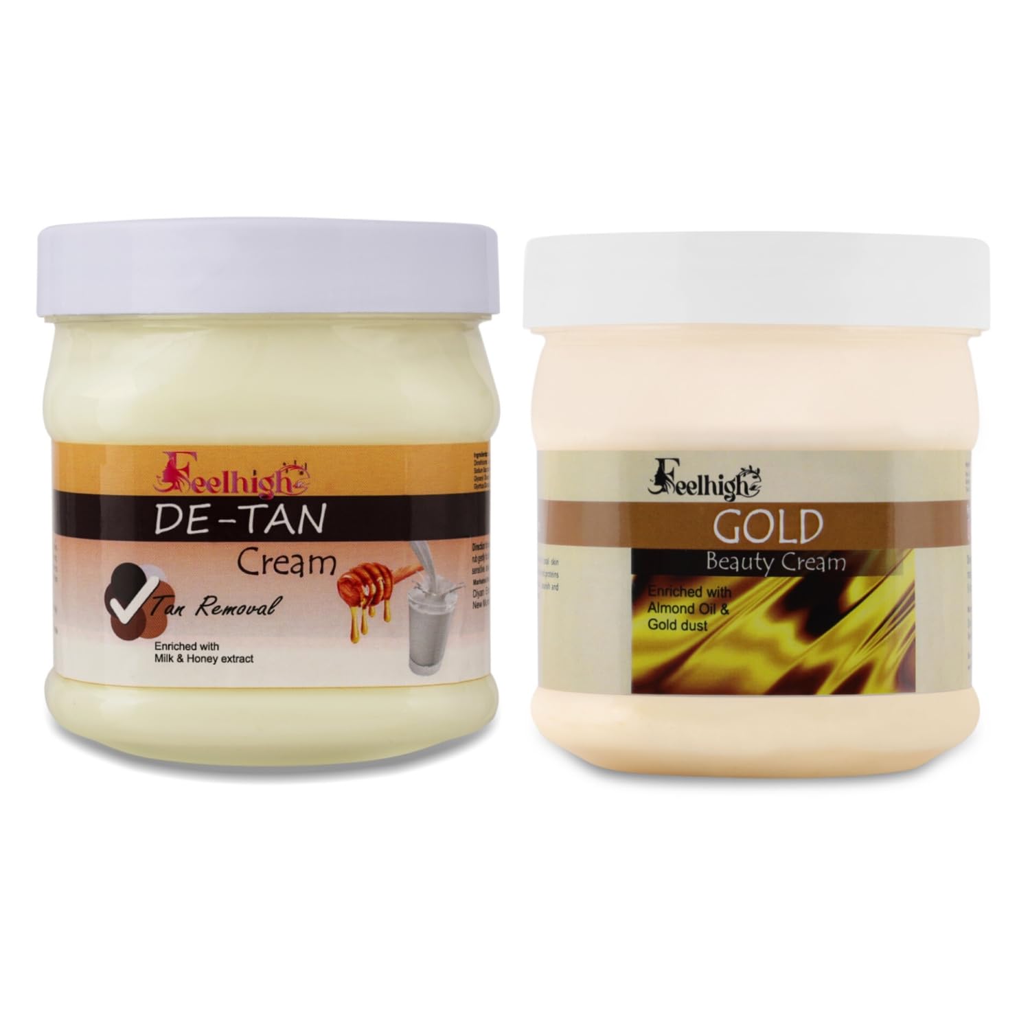 feelhigh De-tan Tan removal cream -500ml & gold cream-500ml