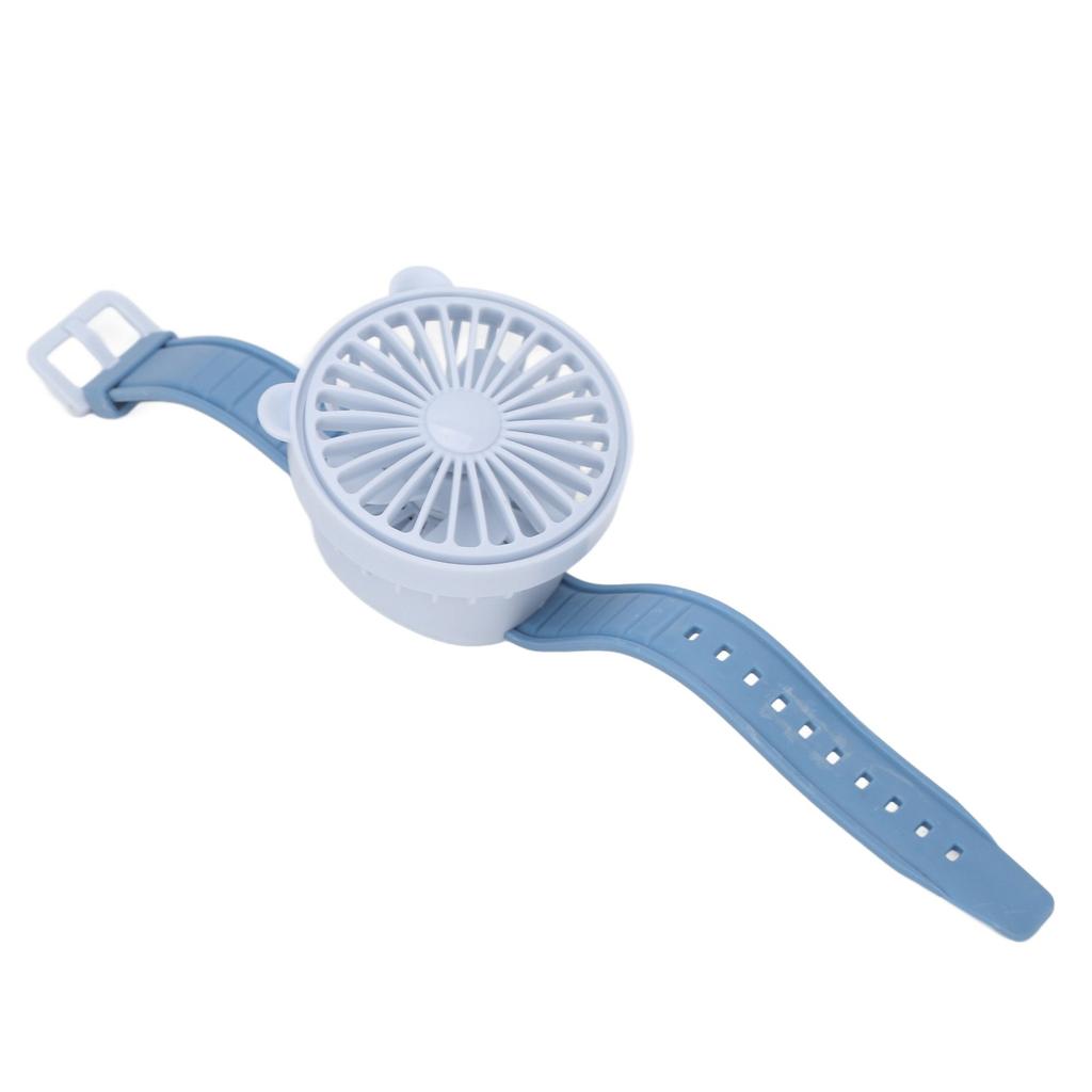 Protable Watch Fan with Adjustable Wristband Children Cartoon Electric Fan Built In Battery Blue