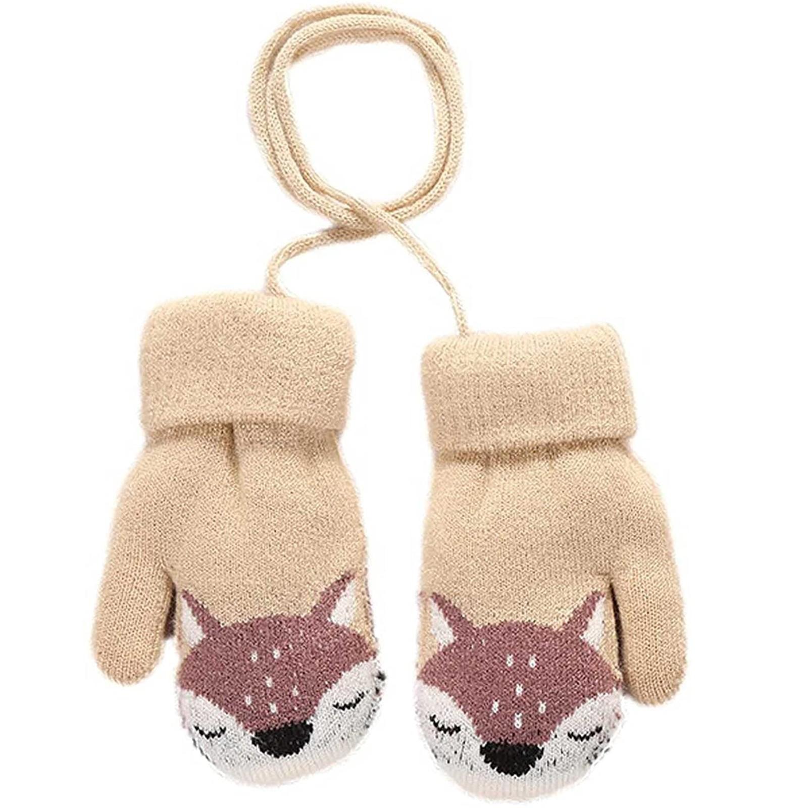 

Зимние вязаные перчатки для маленьких мальчиков и девочек, детские утолщенные теплые перчатки с героями мультфильмов хаки