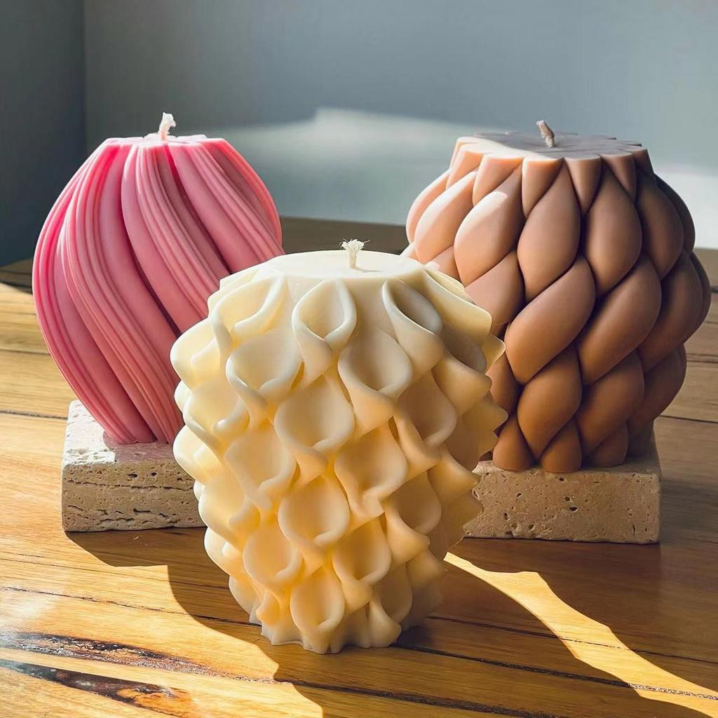 3D Pillar Swirl Candle Molds Wave Twirl Taper Spiral Silicone Mould Geometric Abstract Decorative Wavy Soy Wax Mold Clay Molds