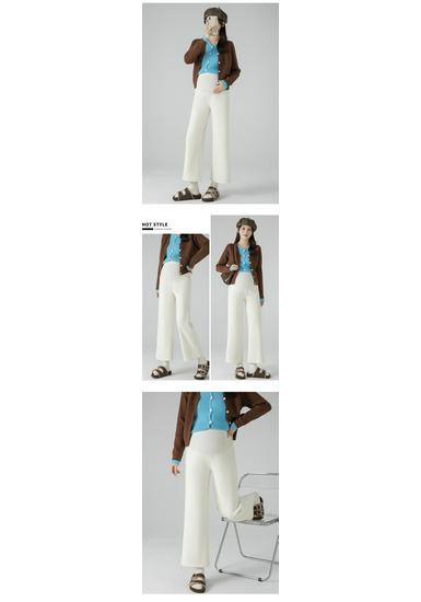 2025 New Style Fleece-Lined Cashmere Maternity Pants: Autumn/Winter Wide-Leg Design with Belly Support