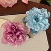 Women Hairpin Artificial Peony Flower Decor Anti-slip Teeth Hair Pin Large Size Holiday Hair Clip Hair Accessories