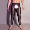 Pánské sexy dlouhé kalhoty průhledné olejově lesklé ultratenké strečové legíny lesklé ledové Silky Comfort úzké kalhoty