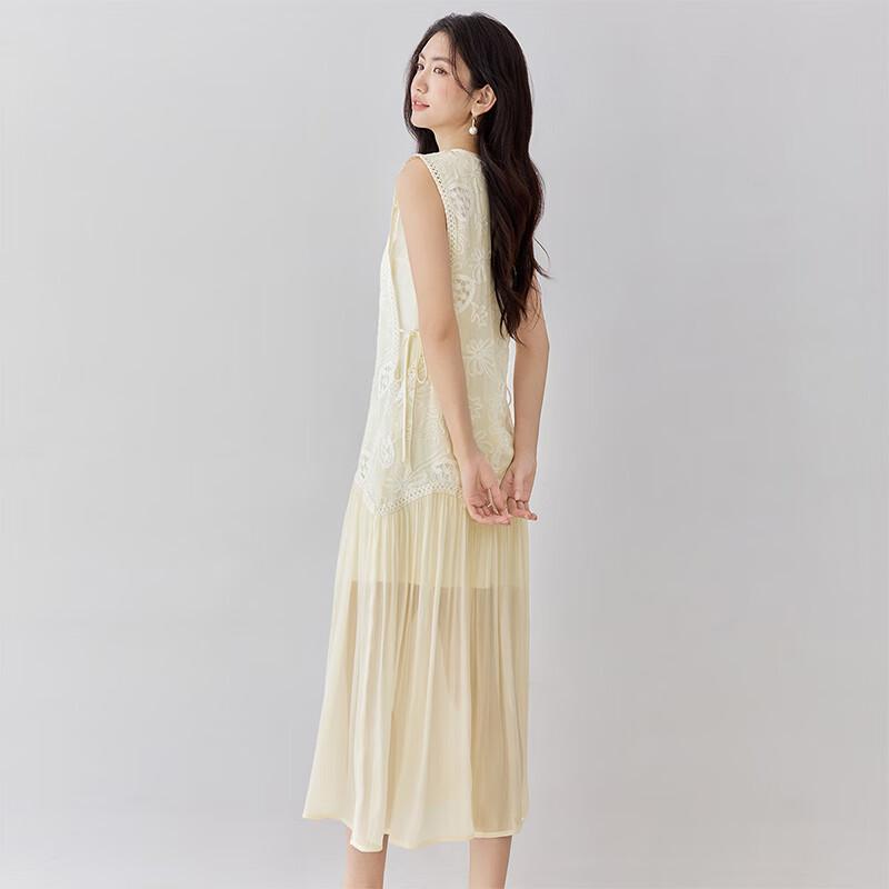 Elegant Lace Embroidery Tea Dress