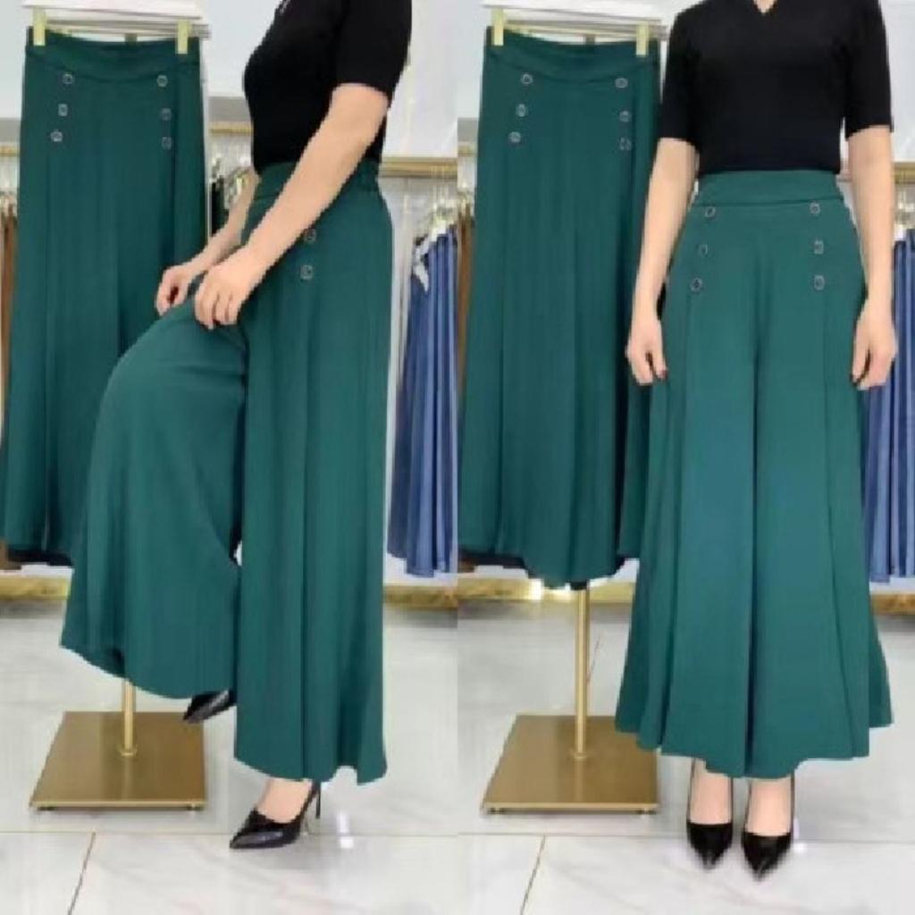 Women's High Waist Wide Leg Pants Loose Fit Street Style Casual Culottes Skirt Pants With Pockets