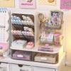 Multifunctional desktop storage box diagonally inserted pen holder hole plate drawer three-in-one student stationery finishing box