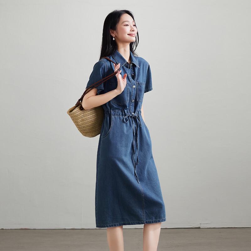 SOFSIL Women's 2026 Summer Commuter Denim A-Line Dress