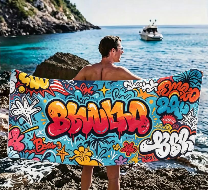 Blue Hibiscus Flower Beach Towel, Microfiber Large Sand Free Quick Dry, Soft Absorbent, for Summer Pool & Beach Beach Towel
