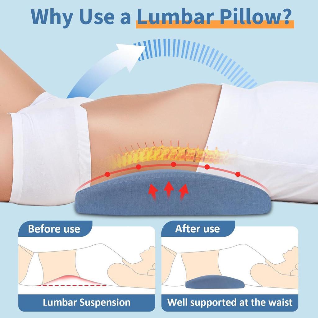 Ergonomic Memory Foam Lumbar Support Pillow for Bedside