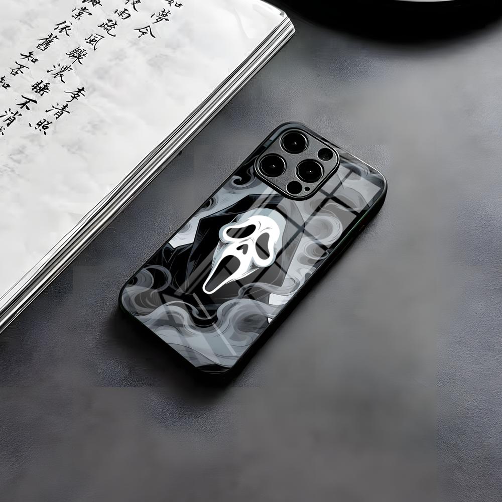 Ghost Face Scream Halloween Phone Case For IPhone 17 Air 16 E Pro Max 15 14 13 Mini 12 Pro 11 Max Plus Black Glass Cover