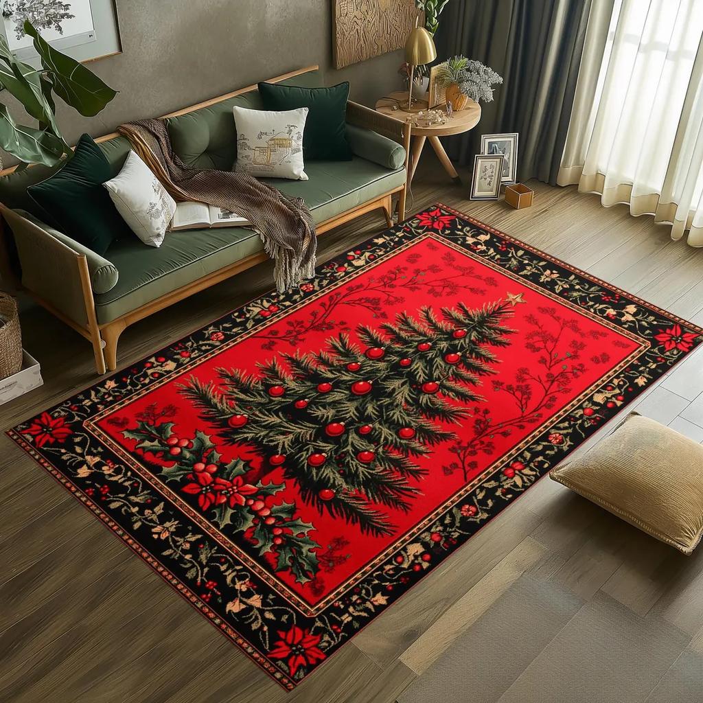 Christmas Tree Rug Anti-Slip Rug Carpets for Home Living Room Bedroom Bathroom Decor Floor Mat